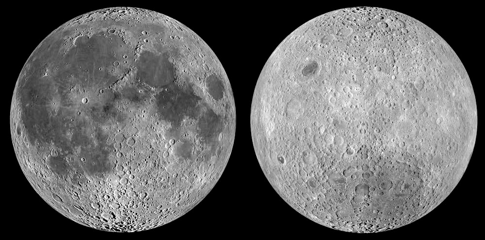 图2 月球正面(左)和月球背面(右)(图片来源:nasa)
